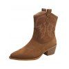 Pattern Slip On Pointed Toe Chunky Heels Vintage Boots - café EU 42