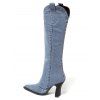 Square Toe Chunky Heels Trendy Demin Mid Calf Boots - Bleu Ciel EU 40
