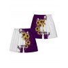 Short de plage à cordon de serrage pour homme, motif tête de mort contrastée et tournesol - Concorde 5XL