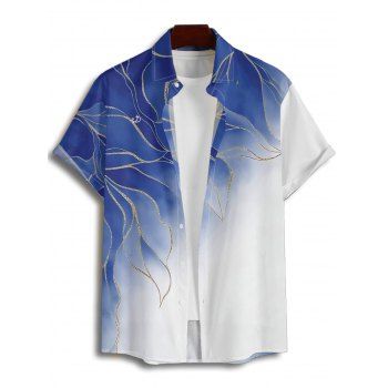 Vacation Couple Outfit Ombre Glitter Leaf Pattern Ruched Bust Belt Sweetheart Neck Dress and Button Up Shirt Matching Outfit