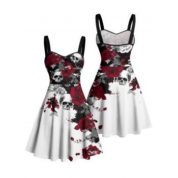 Leaf Pattern Ruched Bust Gothic Dress Sweetheart Neck A Line Mini Holiday Dress