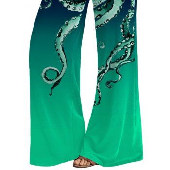 Octopus Foot Print Wide Leg Pants Elastic Waist Casual Long Pants