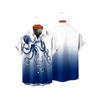 Vacation Couple Outfit Octopus Print Butterfly Lace Long Tank Top Colorblock Wide Leg Pants and Roll Up Sleeve Shirt Matching Outfit