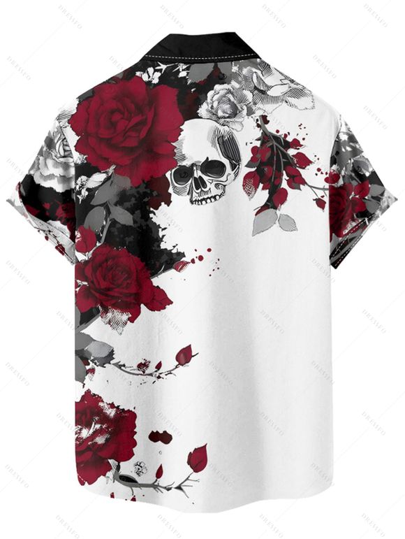 Gothic Couple Outfit Leaf Pattern Ruched Bust Sweetheart Neck A Line Mini Dress and Button Up Shirt Holiday Matching Outfit - multicolor A S | US 4