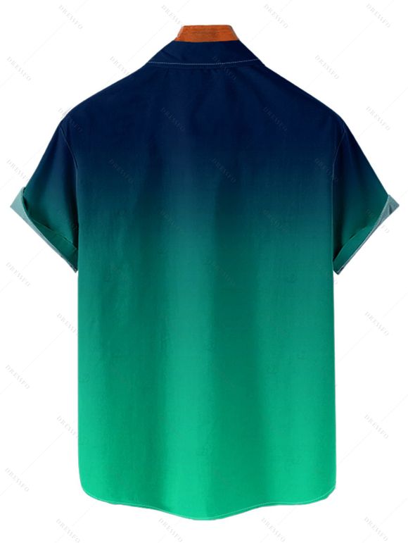 Vacation Couple Outfit Octopus Print Butterfly Lace Long Tank Top Colorblock Wide Leg Pants and Roll Up Sleeve Shirt Matching Outfit - Vert profond S | US 4