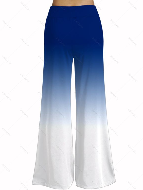 Vacation Couple Outfit Octopus Print Butterfly Lace Long Tank Top Colorblock Wide Leg Pants and Roll Up Sleeve Shirt Matching Outfit - Bleu profond S | US 4