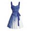 Robe de vacances à motif de feuilles pailletées ombrées, buste froncé, ceinture, col en cœur, robe trapèze mini décontractée - Bleu gris XXXXXL | US 20