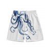 Vacation Couple Outfit Octopus Print V Neck Spaghetti Strap Dress A Line Dress and Button Up Shirt Drawstrings Shorts Beach Matching Outfit - Blanc S | US 4