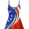 Robe de fête de l'indépendance à rayures étoilées et éléments du drapeau américain, robe mini-débardeur patriotique à bretelles spaghetti et col en V - multicolor A XXXXXL | US 20