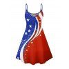 Independence Day Couple Outfit American Flag Elements Star Striped Pattern Spaghetti Strap Tank Dress and Button Up Shirt Patriotic Matching Outfit - multicolor A S | US 4