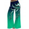 Octopus Foot Print Wide Leg Pants Elastic Waist Casual Long Pants