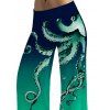Pantalon large à imprimé pieuvre, taille élastique, pantalon long décontracté - Vert profond S | US 4