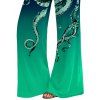 Pantalon large à imprimé pieuvre, taille élastique, pantalon long décontracté - Vert profond S | US 4