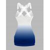 Débardeur à imprimé pieuvre, dos papillon en dentelle, froncé, bretelles en anneau torique - Bleu profond XXL | US 14