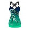 Vacation Couple Outfit Octopus Print Butterfly Lace Long Tank Top Colorblock Wide Leg Pants and Roll Up Sleeve Shirt Matching Outfit - Vert profond S | US 4