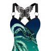 Vacation Couple Outfit Octopus Print Butterfly Lace Long Tank Top Colorblock Wide Leg Pants and Roll Up Sleeve Shirt Matching Outfit - Vert profond S | US 4