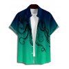 Vacation Couple Outfit Octopus Print Butterfly Lace Long Tank Top Colorblock Wide Leg Pants and Roll Up Sleeve Shirt Matching Outfit - Vert profond S | US 4