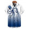 Vacation Couple Outfit Octopus Print Butterfly Lace Long Tank Top Colorblock Wide Leg Pants and Roll Up Sleeve Shirt Matching Outfit - Bleu profond S | US 4