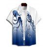 Vacation Couple Outfit Octopus Print Butterfly Lace Long Tank Top Colorblock Wide Leg Pants and Roll Up Sleeve Shirt Matching Outfit - Bleu profond S | US 4