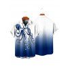 Vacation Couple Outfit Octopus Print Butterfly Lace Long Tank Top Colorblock Wide Leg Pants and Roll Up Sleeve Shirt Matching Outfit - Bleu profond S | US 4