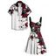 Gothic Couple Outfit Leaf Pattern Ruched Bust Sweetheart Neck A Line Mini Dress and Button Up Shirt Holiday Matching Outfit - multicolor A S | US 4
