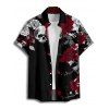 Gothic Couple Outfit Leaf Pattern Ruched Bust Sweetheart Neck A Line Mini Dress and Button Up Shirt Holiday Matching Outfit - Noir S | US 4