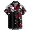 Gothic Couple Outfit Leaf Pattern Ruched Bust Sweetheart Neck A Line Mini Dress and Button Up Shirt Holiday Matching Outfit - Noir S | US 4