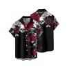 Gothic Couple Outfit Leaf Pattern Ruched Bust Sweetheart Neck A Line Mini Dress and Button Up Shirt Holiday Matching Outfit - Noir S | US 4