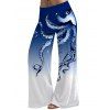 Vacation Couple Outfit Octopus Print Butterfly Lace Long Tank Top Colorblock Wide Leg Pants and Roll Up Sleeve Shirt Matching Outfit - Bleu profond S | US 4