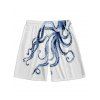 Short de bain à taille élastique et cordon de serrage pour homme, imprimé poulpe, motif plage - Blanc M