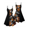 Robe gothique à motif tête de mort et roses, bretelles spaghetti, col en V, coupe trapèze, mini-robe débardeur de vacances - Noir S | US 4