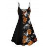 Robe gothique à motif tête de mort et roses, bretelles spaghetti, col en V, coupe trapèze, mini-robe débardeur de vacances - Noir S | US 4