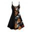 Robe gothique à motif tête de mort et roses, bretelles spaghetti, col en V, coupe trapèze, mini-robe débardeur de vacances - Noir S | US 4