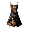 Robe gothique à motif tête de mort et roses, bretelles spaghetti, col en V, coupe trapèze, mini-robe débardeur de vacances - Noir S | US 4