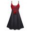 Robe gothique à imprimé rose, bretelles spaghetti, col en V, coupe trapèze, mini-robe débardeur de vacances - Noir XXXL | US 16