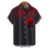 Gothic Couple Outfit Rose Printed Spaghetti Strap V Neck A Line Mini Tank Dress and Button Up Shirt Vacation Matching Outfit - Noir S | US 4