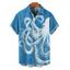 Chemise de vacances à manches courtes et boutons pour homme, motif pieuvre, vie marine - Bleu Ciel M