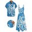 Vacation Couple Outfit Octopus Marine Life Pattern Pocket Spaghetti Strap Long Tank Dress and Button Up Shirt Beach Matching Outfit - Bleu Ciel S | US 4
