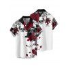 Chemise gothique à manches courtes et boutons pour homme, motif tête de mort, feuilles et roses - multicolor A 5XL
