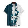 Chemise gothique monochrome à manches courtes et boutons pour homme, motif tête de mort et roses, style vacances - Bleu profond L