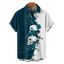 Chemise gothique monochrome à manches courtes et boutons pour homme, motif tête de mort et roses, style vacances - Noir XL