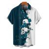 Chemise gothique monochrome à manches courtes et boutons pour homme, motif tête de mort et roses, style vacances - Bleu profond 5XL