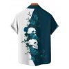 Chemise gothique monochrome à manches courtes et boutons pour homme, motif tête de mort et roses, style vacances - Bleu profond 5XL