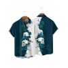 Chemise gothique monochrome à manches courtes et boutons pour homme, motif tête de mort et roses, style vacances - Bleu profond 5XL