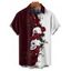 Chemise gothique monochrome à manches courtes et boutons pour homme, motif tête de mort et roses, style vacances - Noir XL