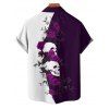 Chemise gothique monochrome à manches courtes et boutons pour homme, motif tête de mort et roses, style vacances - Concorde S