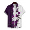 Chemise gothique monochrome à manches courtes et boutons pour homme, motif tête de mort et roses, style vacances - Concorde S