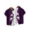 Chemise gothique monochrome à manches courtes et boutons pour homme, motif tête de mort et roses, style vacances - Concorde M