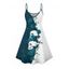 Robe gothique monochrome à motif de crânes de roses, bretelles spaghetti, col en V, coupe trapèze, mini-robe débardeur de vacances - Noir XXXL | US 16