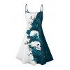 Robe gothique monochrome à motif de crânes de roses, bretelles spaghetti, col en V, coupe trapèze, mini-robe débardeur de vacances - Bleu profond XXXXXL | US 20